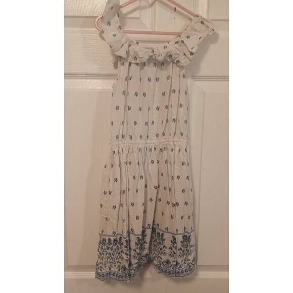 Children's Place White and‎ blue floral maxi ruffle swoop neck dress - Picture 2 of 4